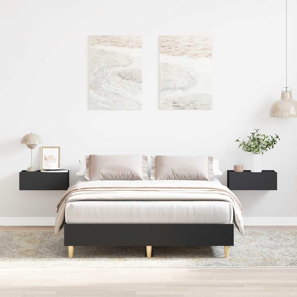 Estrutura de cama sem colchão 140x190 cm preto