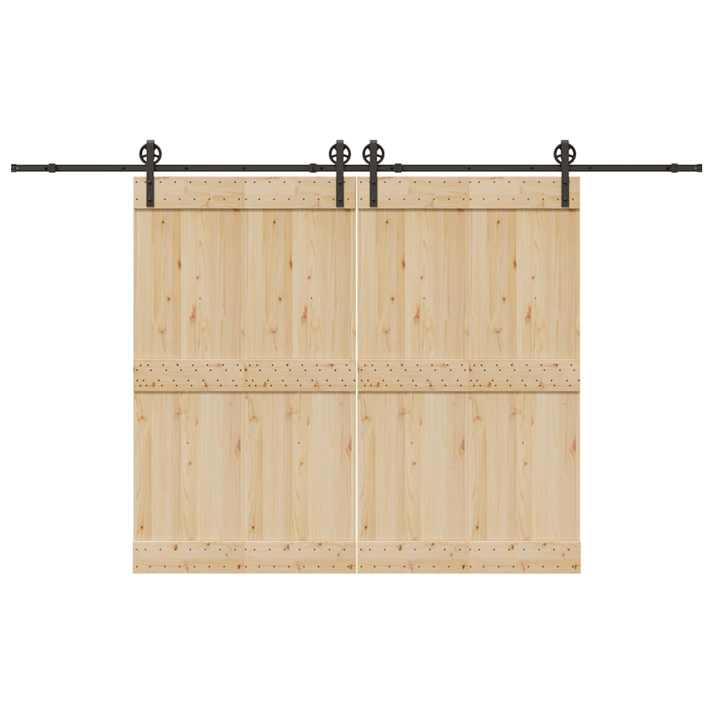 Kit de ferragens para porta deslizante 366 cm aço preto