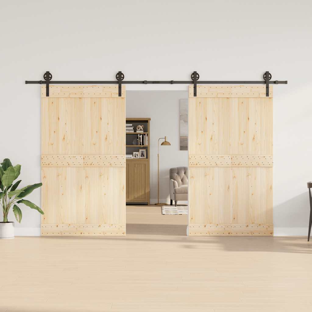 Kit de ferragens para porta deslizante 366 cm aço preto