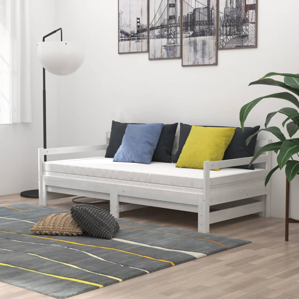 Estrutura sofá-cama de puxar 2x(90x200) cm pinho maciço branco