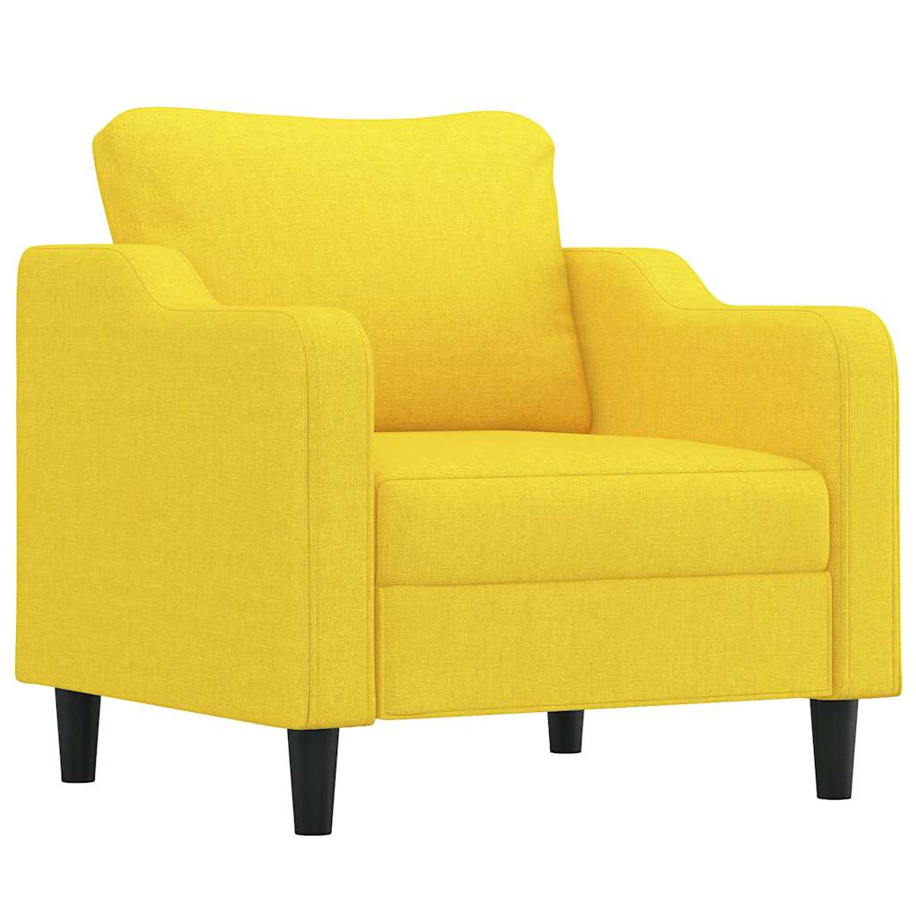 3 Pcs conjunto de sofás com almofadas tecido amarelo-claro