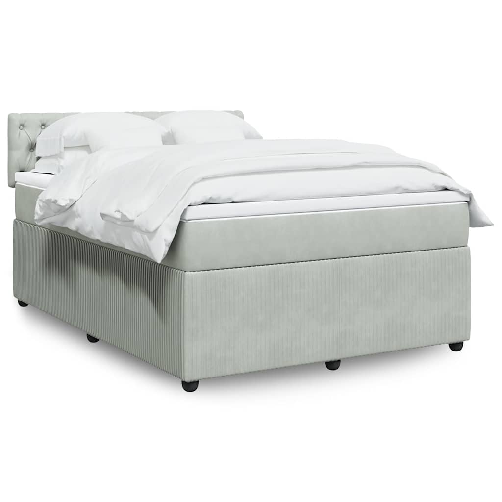 Cama com molas/colchão 140x190 cm veludo cinzento-claro