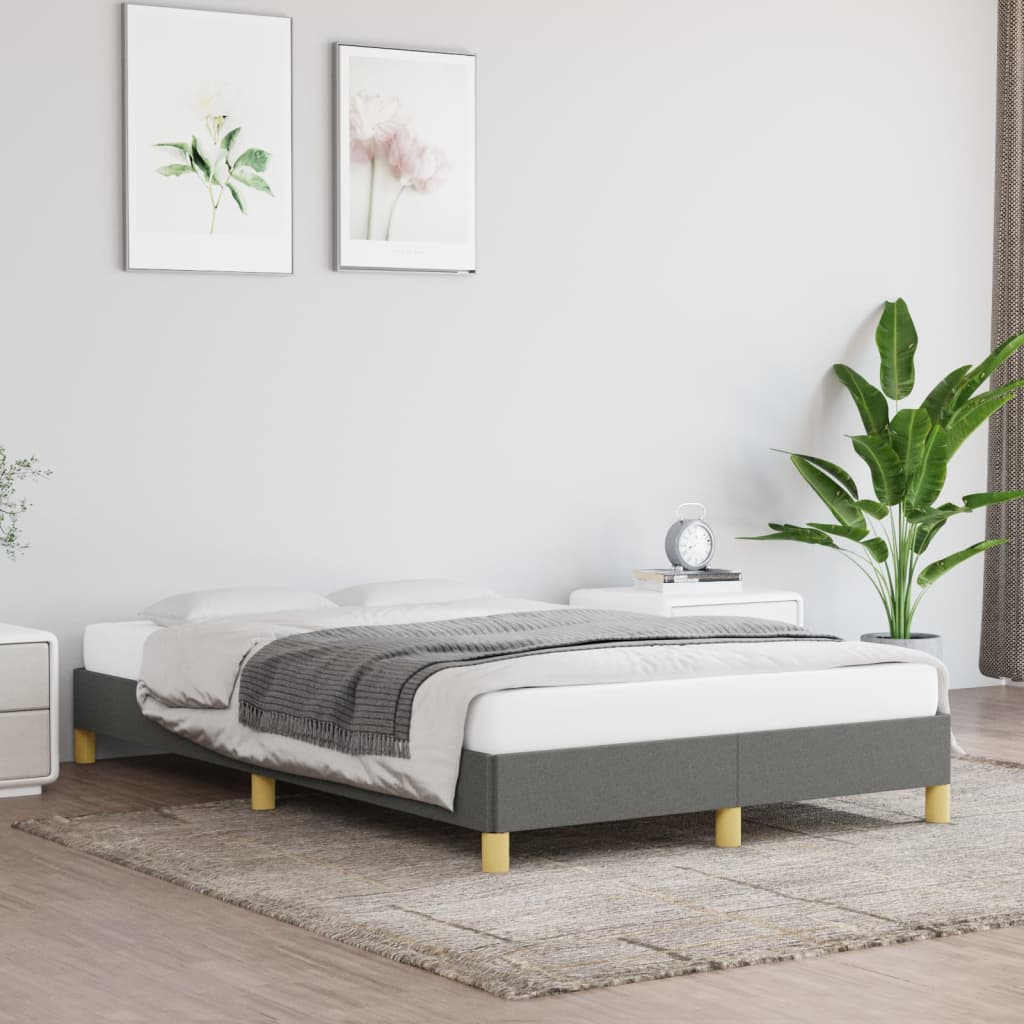 Estrutura de cama sem colchão 120x200 cm tecido cinzento-escuro