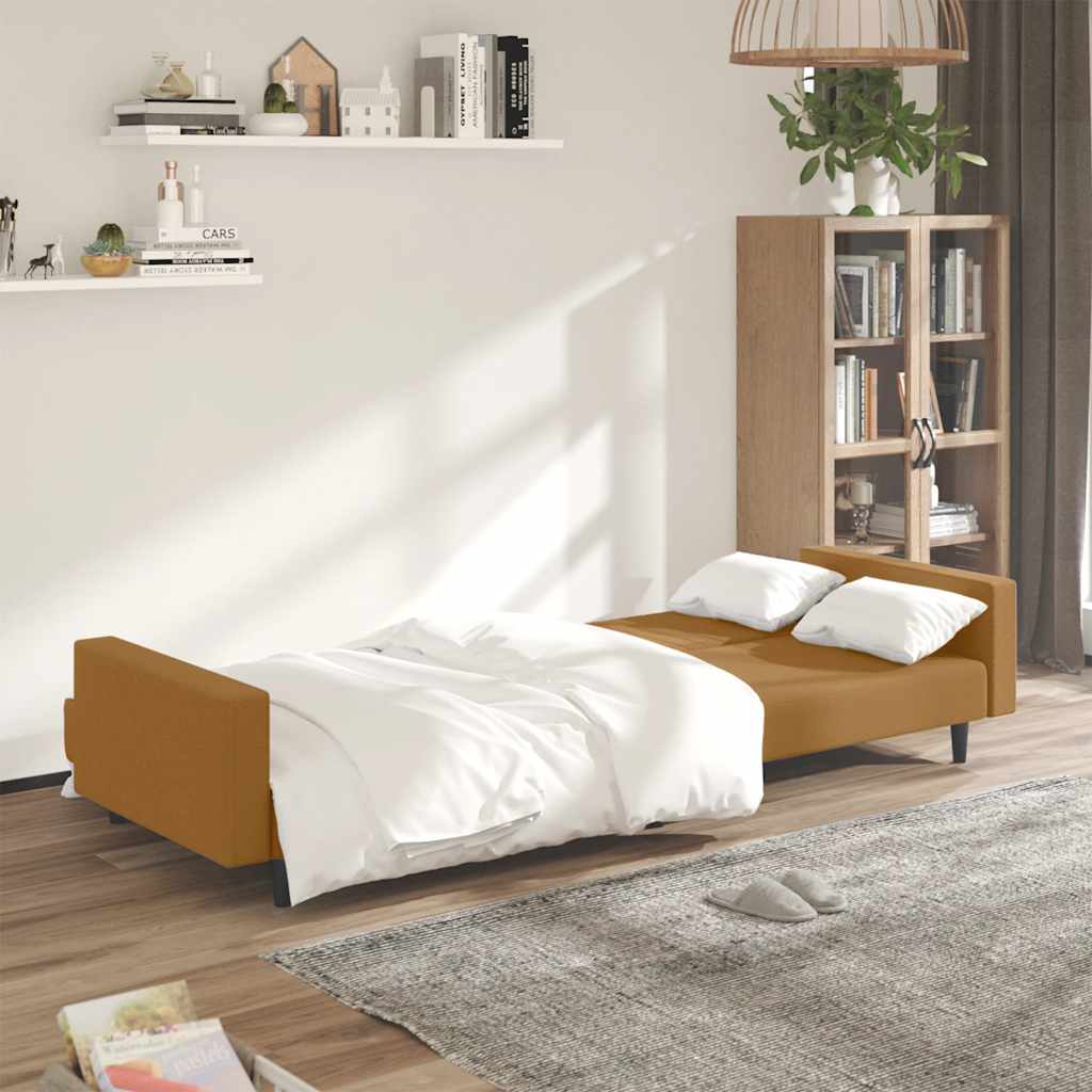 Sofá-cama de 2 lugares veludo castanho