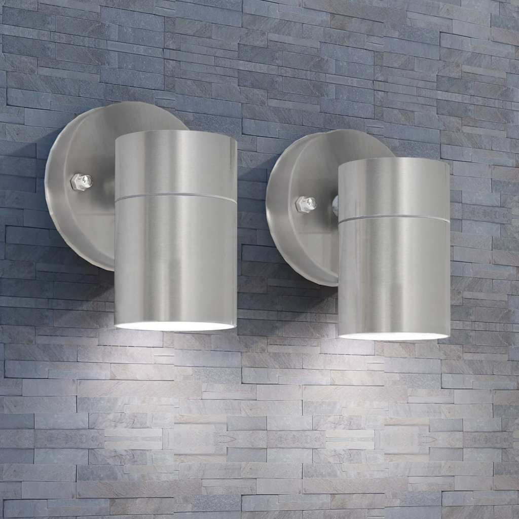Candeeiros LED parede exterior iluminação inf. 2 pcs aço inox.