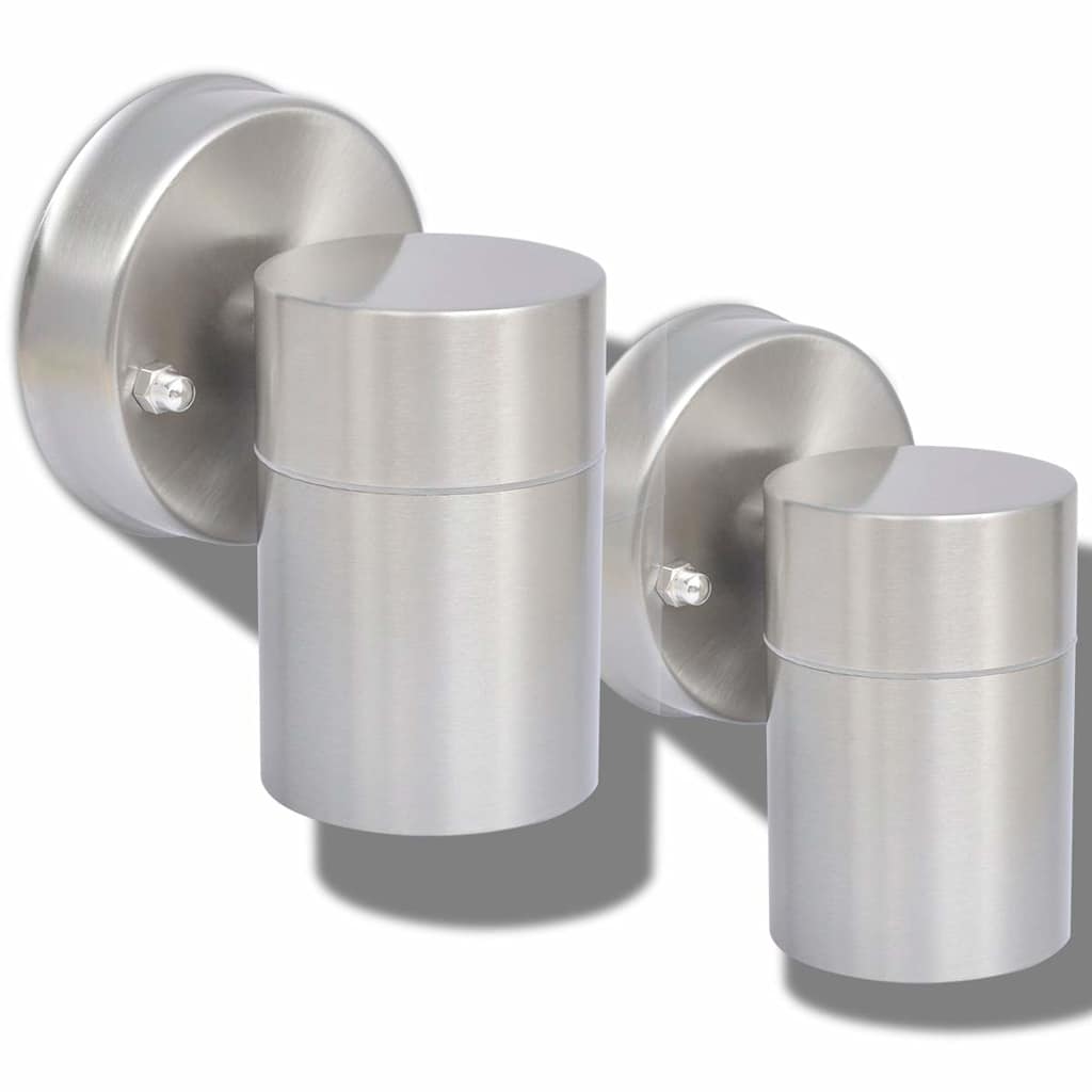 Candeeiros LED parede exterior iluminação inf. 2 pcs aço inox.