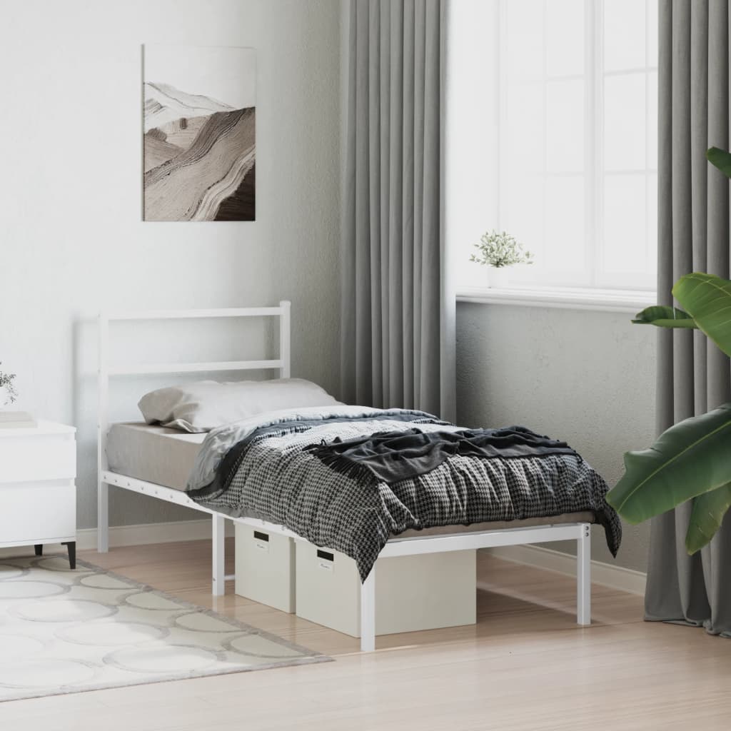 Estrutura de cama sem colchão com cabeceira 75x190 cm branco