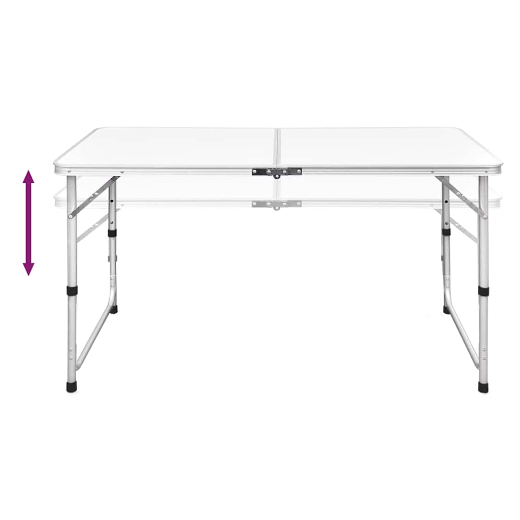 Mesa de campismo dobrável c/ altura regulável alumínio 120x60cm