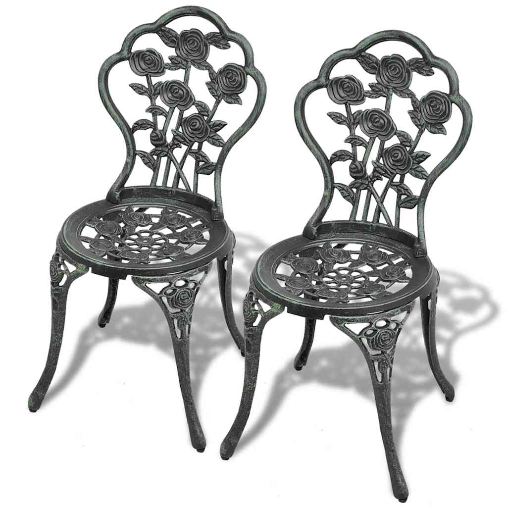 Cadeiras de bistrô 2 pcs alumínio fundido verde