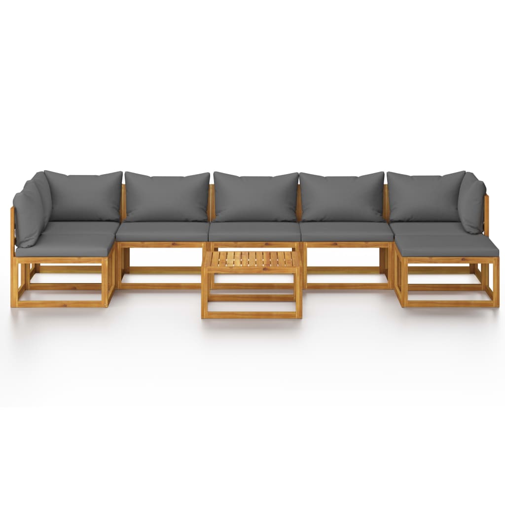 8 Pcs conjunto lounge de jardim com almofadões acácia maciça