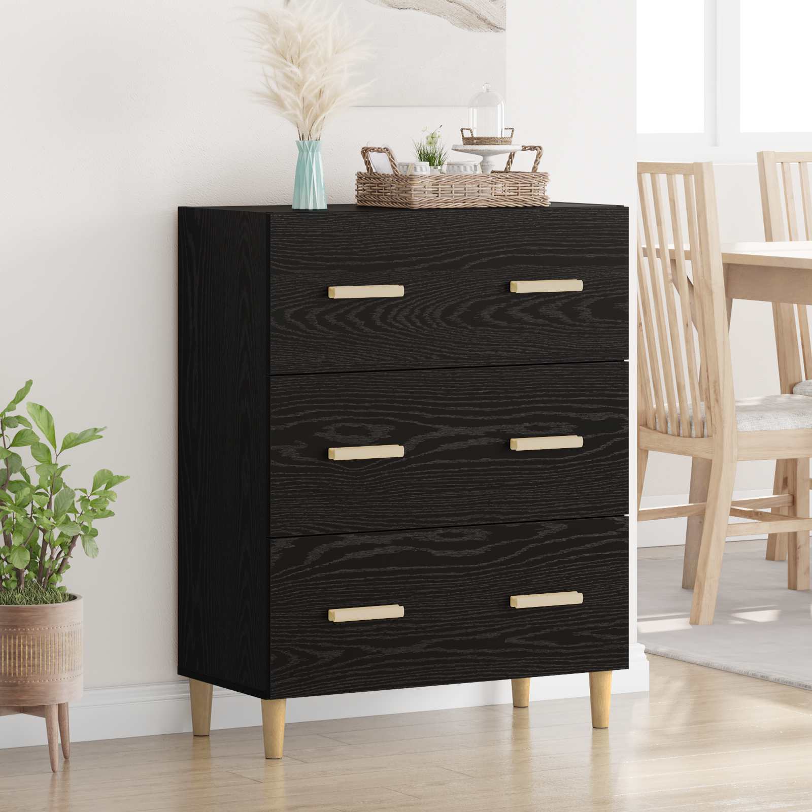 Buffet carvalho preto 69,5 x 34 x 90 cm derivados de madeira