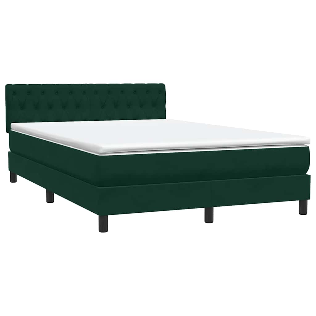 Cama com molas/colchão 160x220 cm veludo verde-escuro