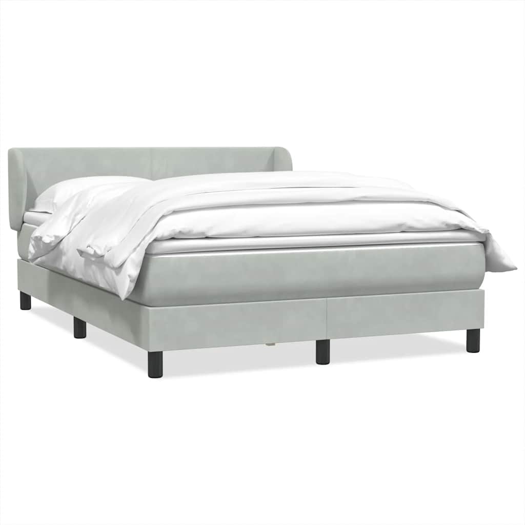 Cama com molas/colchão 160x210 cm veludo cinzento-claro