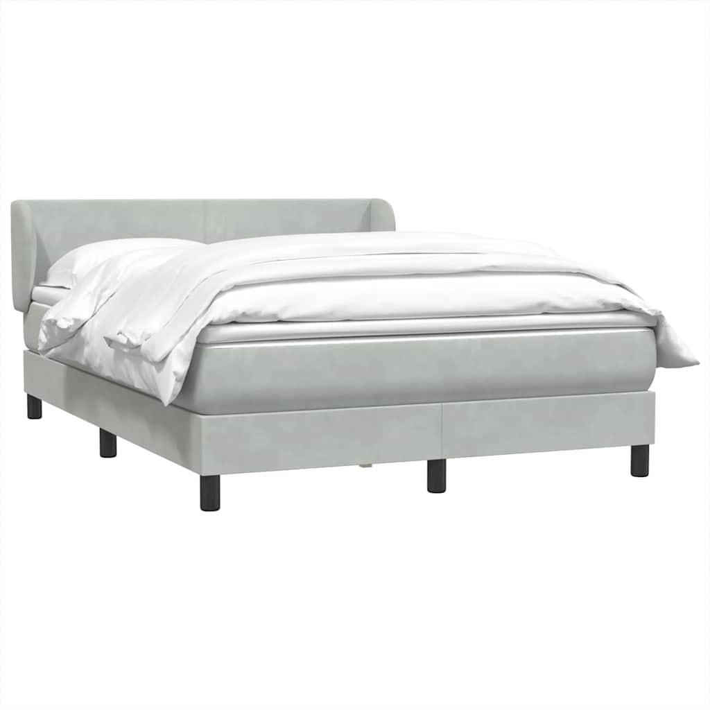 Cama com molas/colchão 160x210 cm veludo cinzento-claro