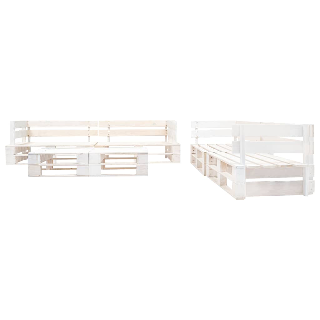 Sofás de paletes para jardim 6 pcs madeira branco