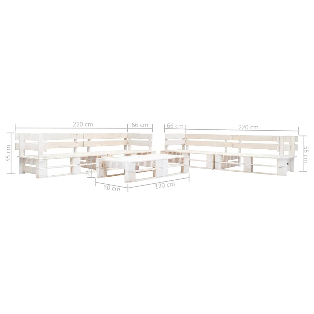 Sofás de paletes para jardim 6 pcs madeira branco