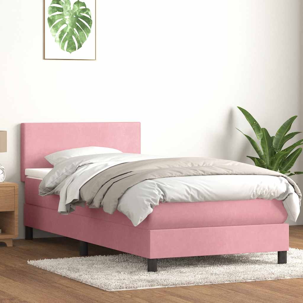 Cama com molas/colchão 80x220 cm veludo rosa