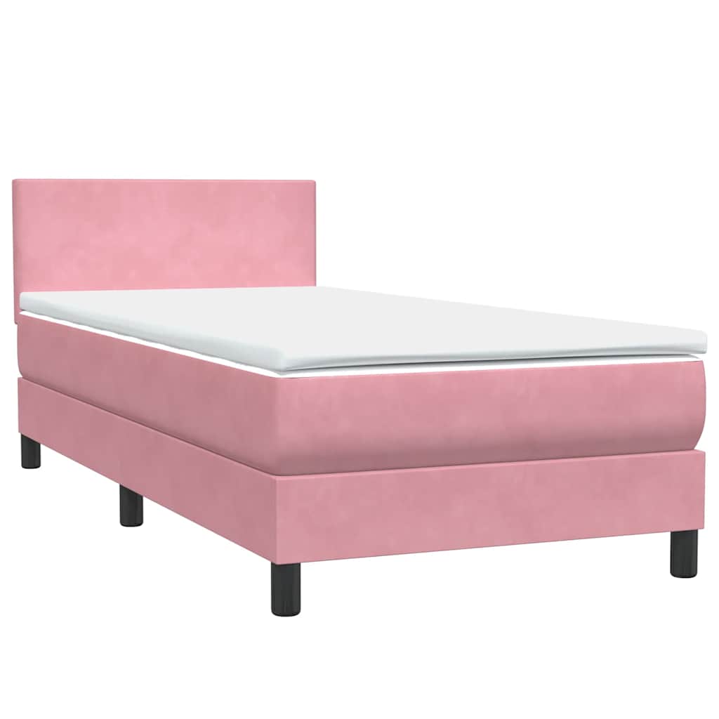 Cama com molas/colchão 80x220 cm veludo rosa