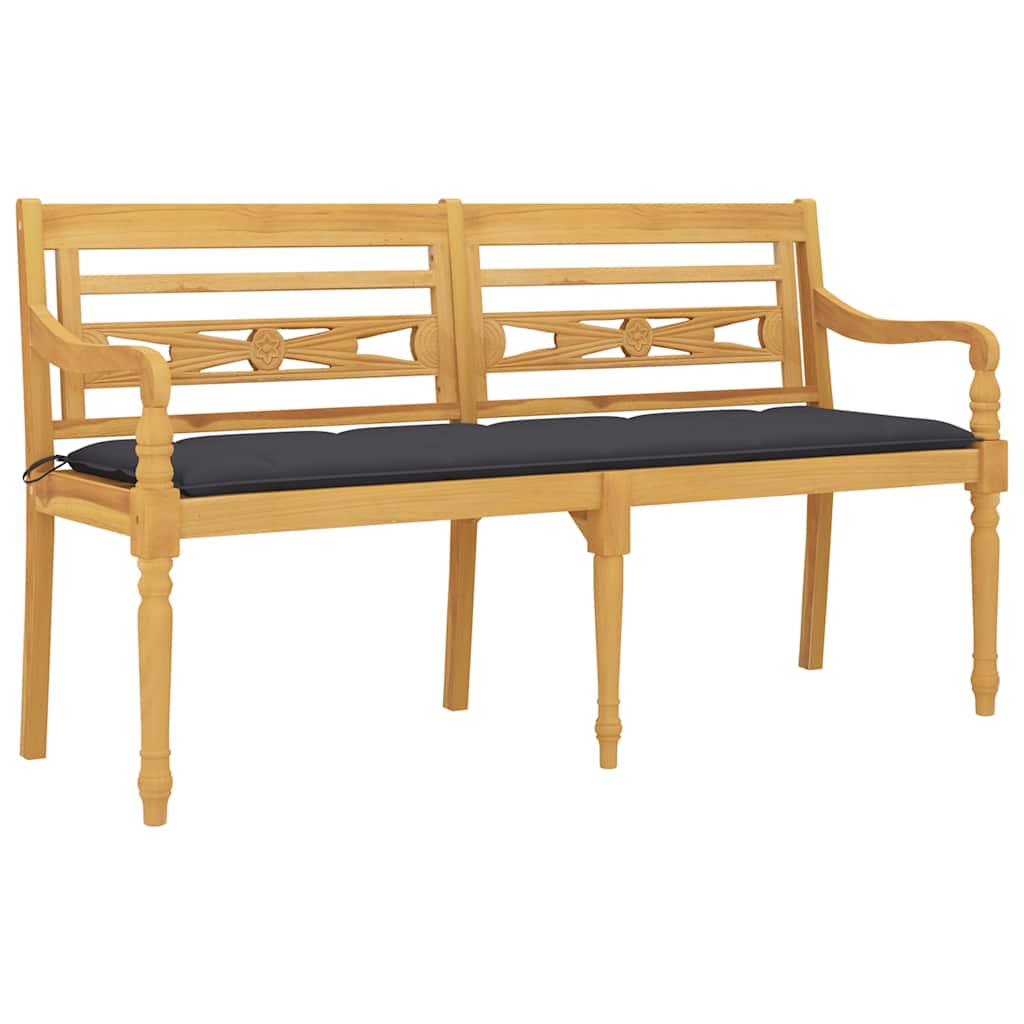 Banco batávia c/ almofadão antracite 150 cm madeira de teca maciça