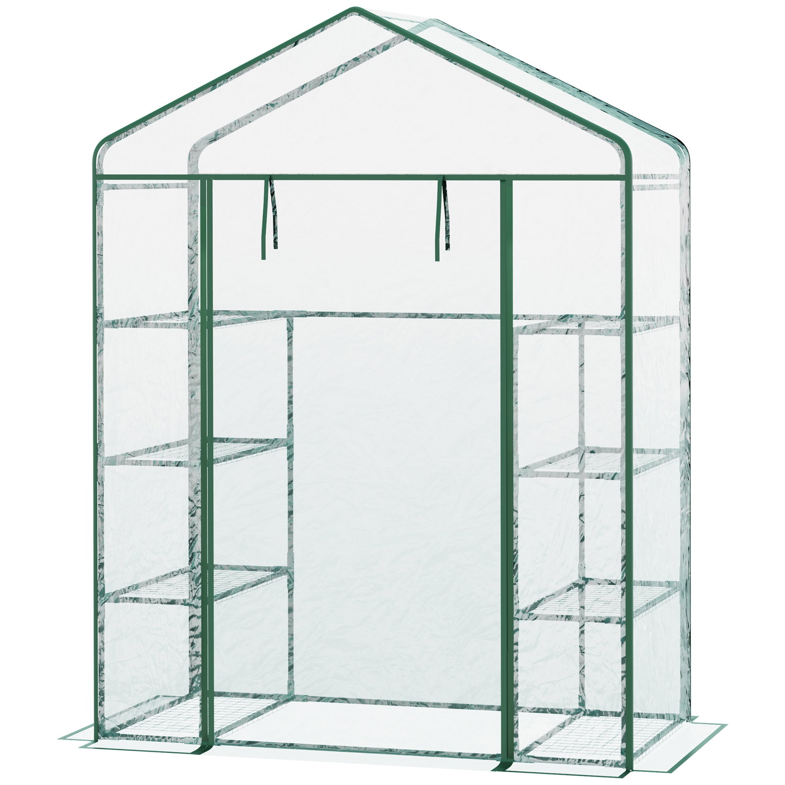 Estufa de jardim com 8 prateleiras cobertura de PVC e estrutura de aço 143x73x195 cm transparente e verde