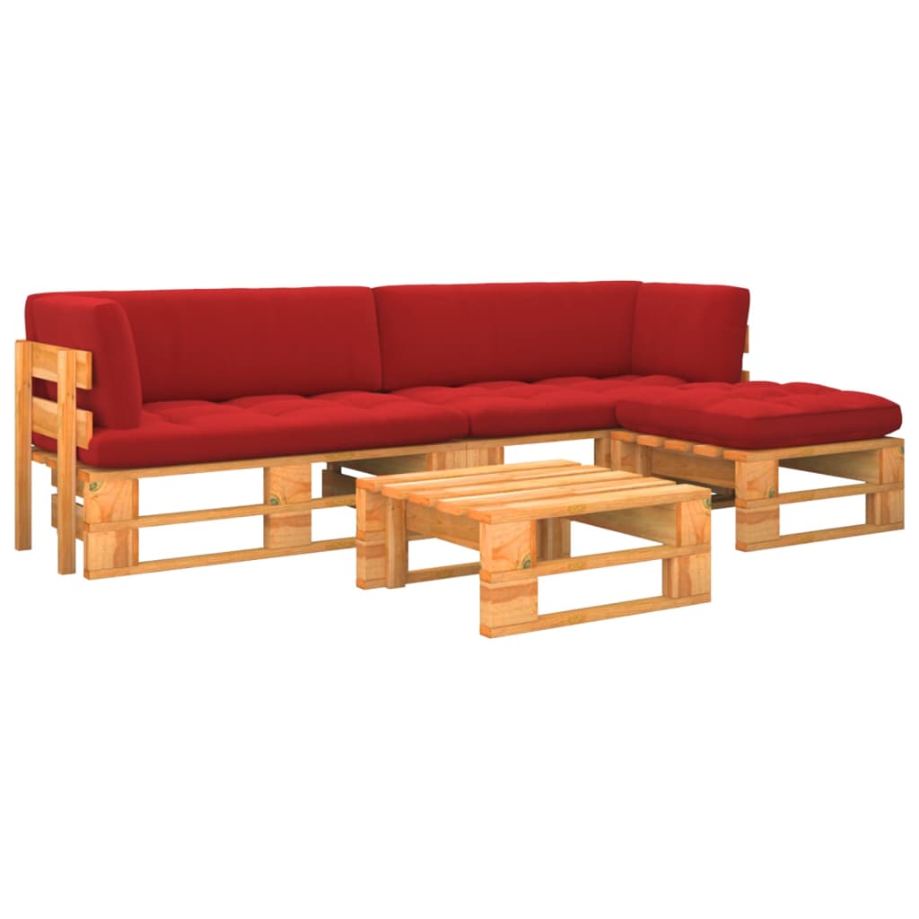4 Pcs conjunto lounge paletes pinho impregnado castanho mel