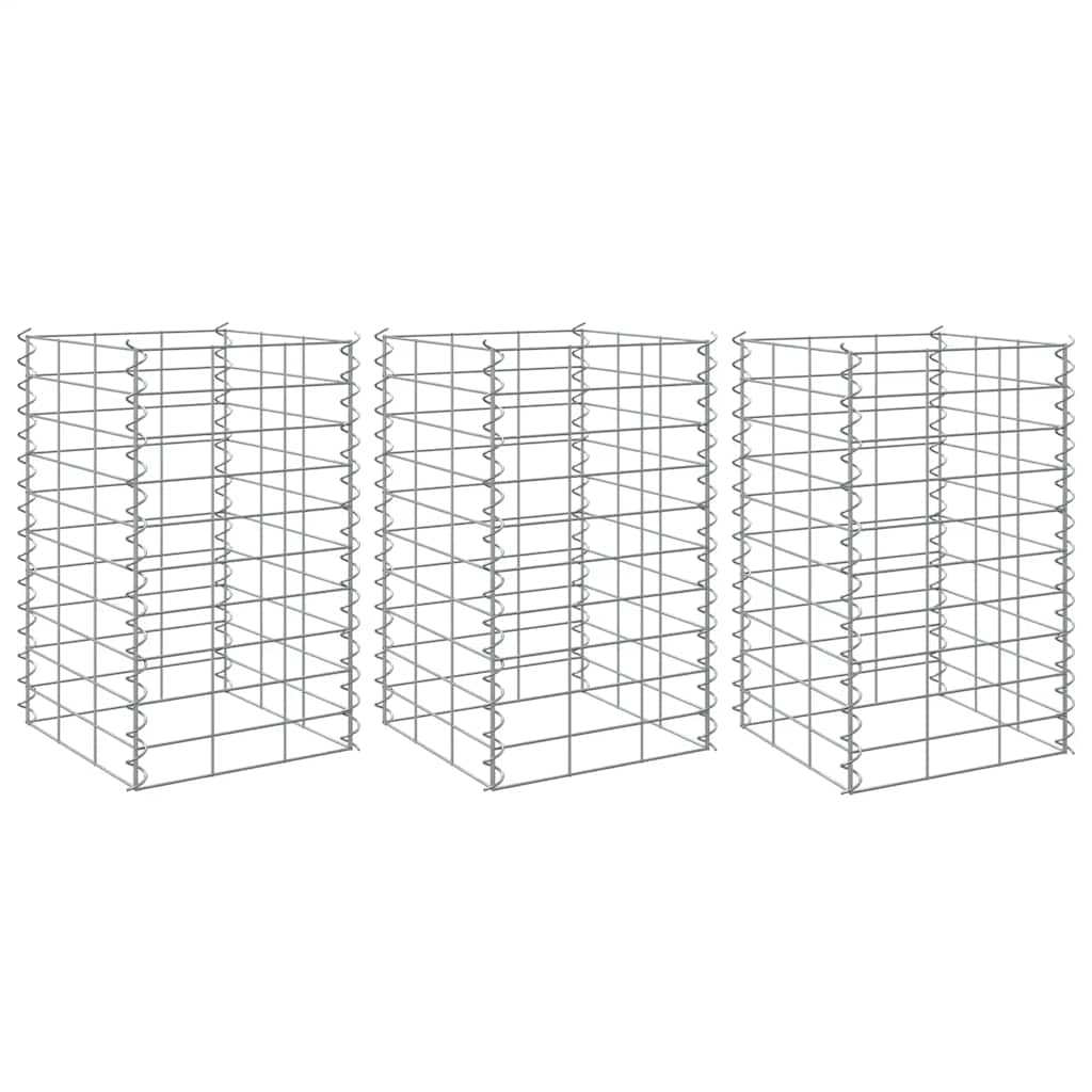 Canteiro/gabião elevado 3 pcs 30x30x50 cm ferro