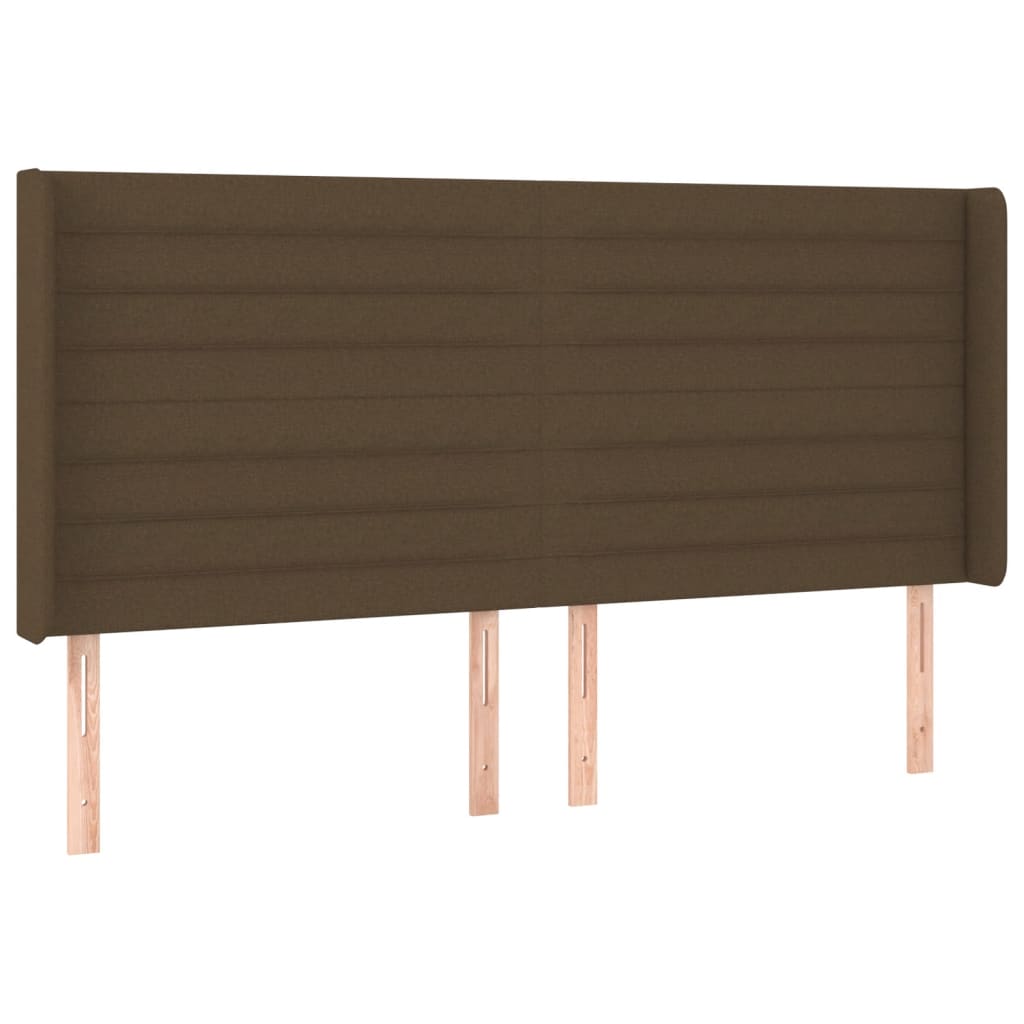 Cabeceira de cama c/ luzes LED tecido 203x16x118/128cm castanho