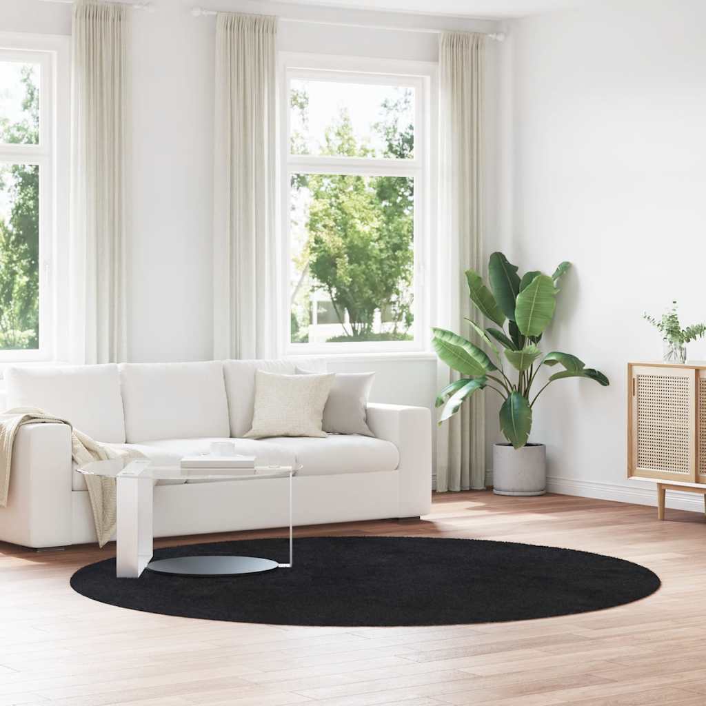 Tapete shaggy de pelo alto navarra 240x240 cm poliéster preto