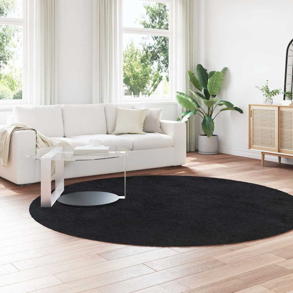 Tapete shaggy de pelo alto navarra 240x240 cm poliéster preto