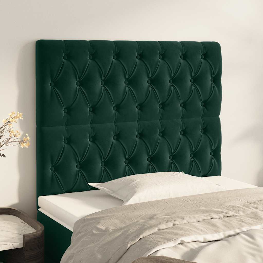 Cabeceira verde escuro 100x7x118/128 cm veludo