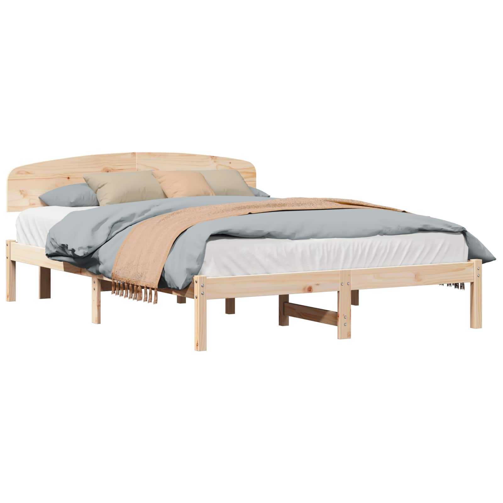 Estrutura da cama com cabeceira natural 150 x 200 cm