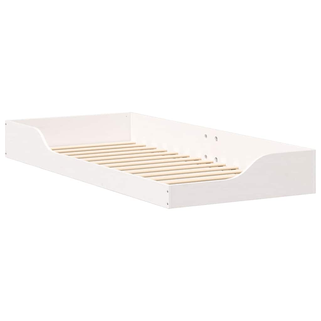 Estrutura da cama branco 80 x 210 cm madeira de pinheiro sólida
