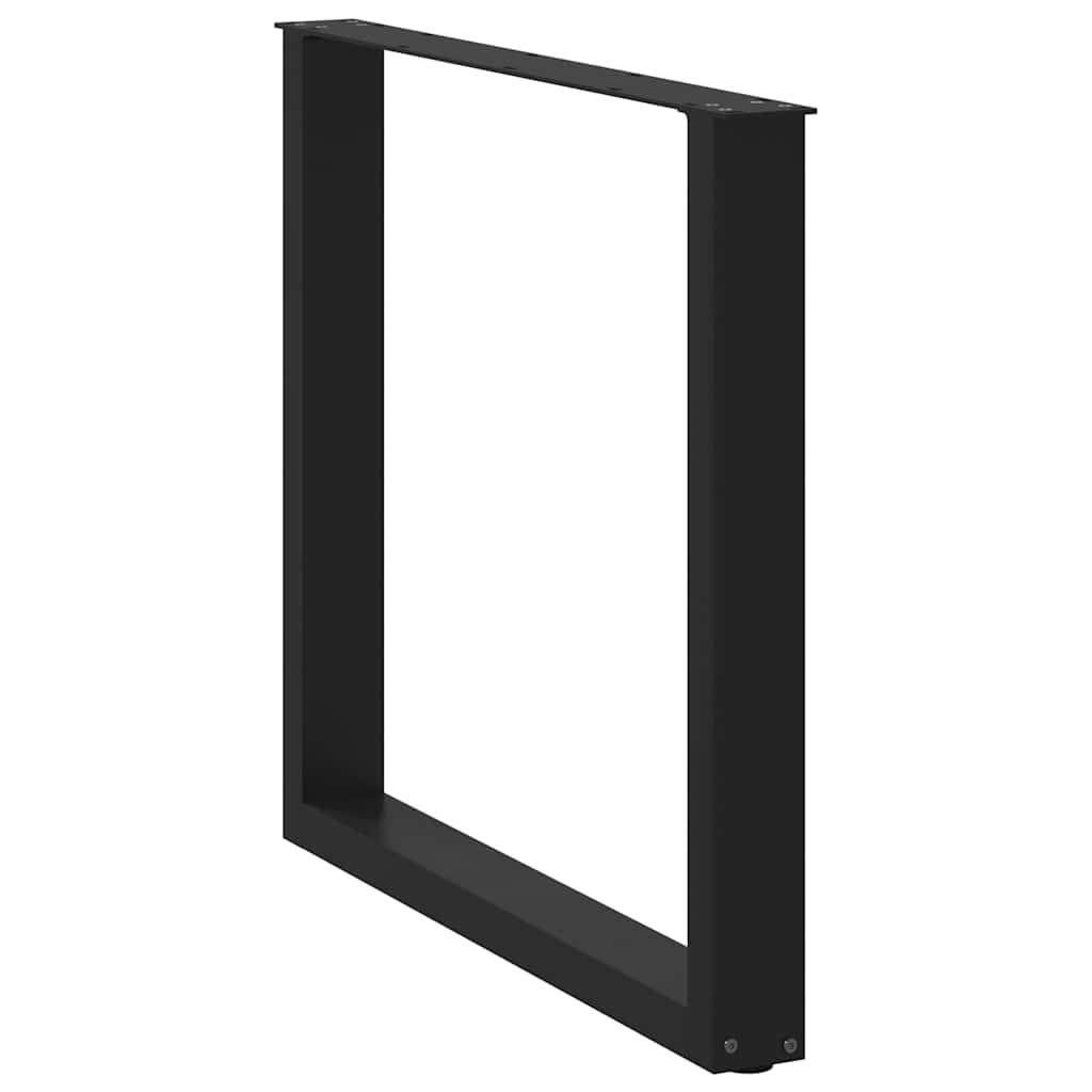 Pés para mesa de jantar em formato de u, 3 peças, preto, 90x(72-73) cm, aço