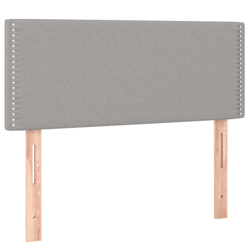 Cabeceira de cama c/luzes LED tecido 100x5x78/88 cm cinza-claro