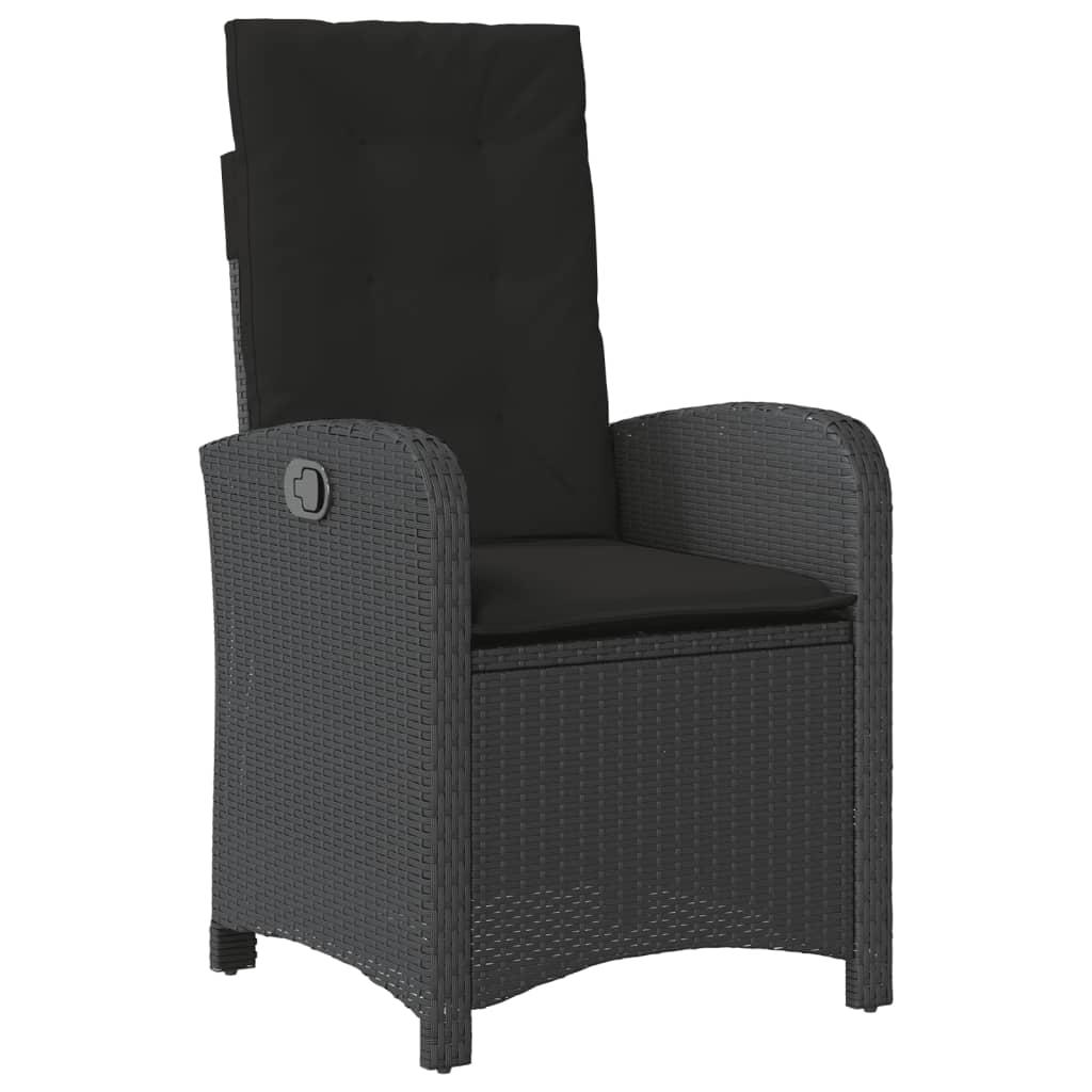 5 Pcs conjunto de jantar p/ jardim c/ almofadões vime PE preto