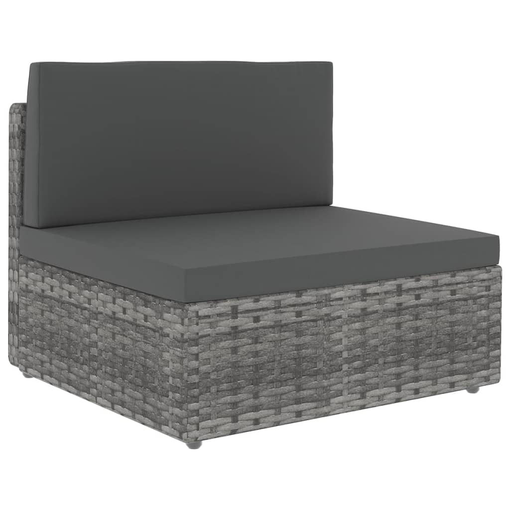 14 Pcs conjunto lounge de jardim c/ almofadões vime PE cinzento