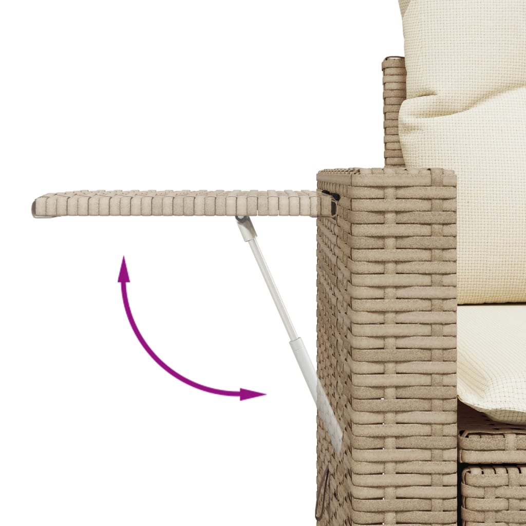 6 Pcs conjunto de sofás p/ jardim com almofadões vime PE bege
