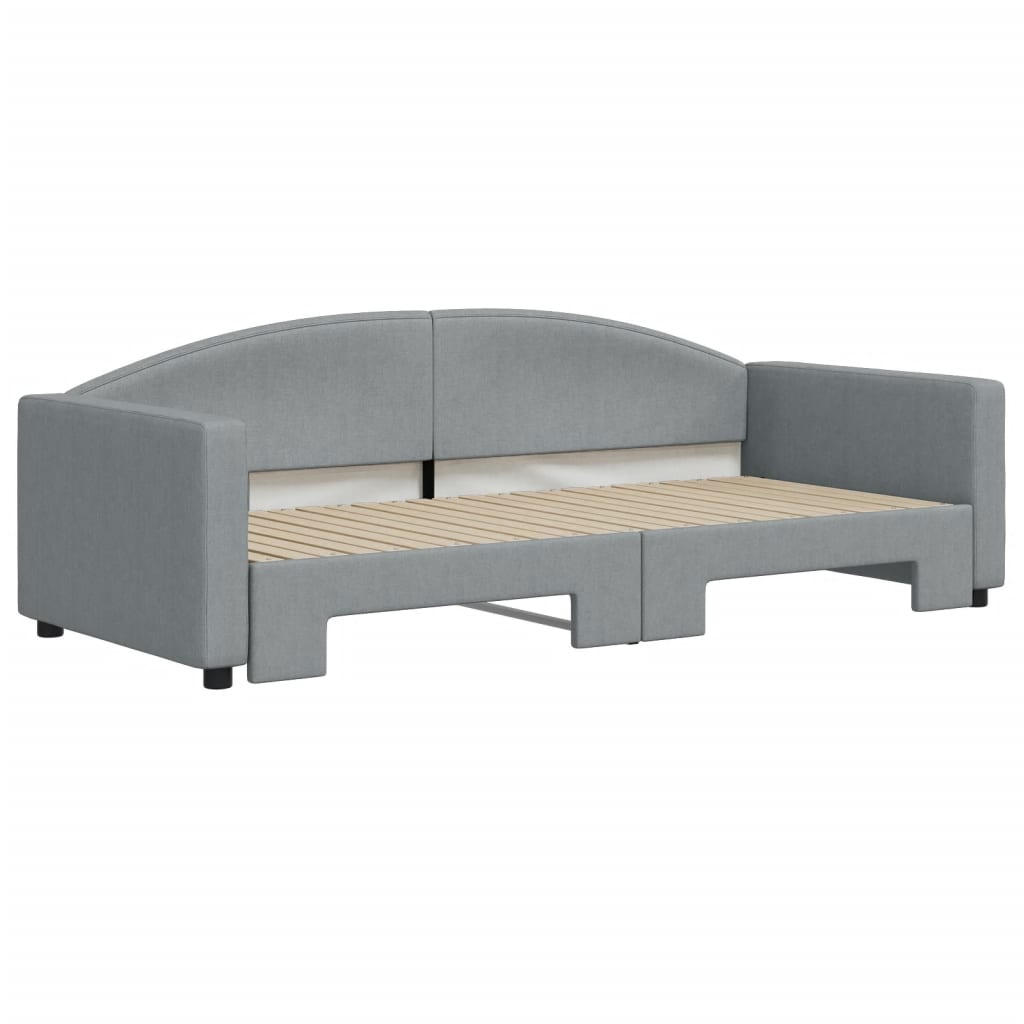 Sofá-cama com gavetão 90x200 cm tecido cinzento-claro