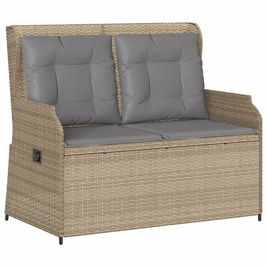 3 Pcs conjunto lounge de jardim com almofadões vime PE bege