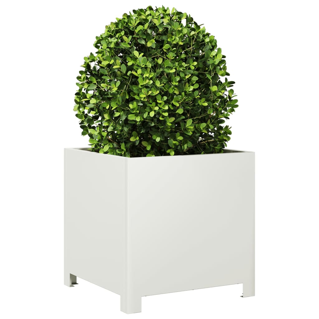 Vaso/floreira de jardim 2 pcs 40x40x40 cm aço branco