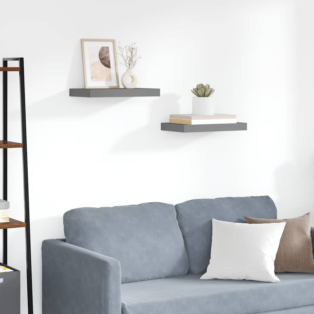 Prateleiras de parede suspensas 2 pcs 40x23,5x3,8cm MDF cinza