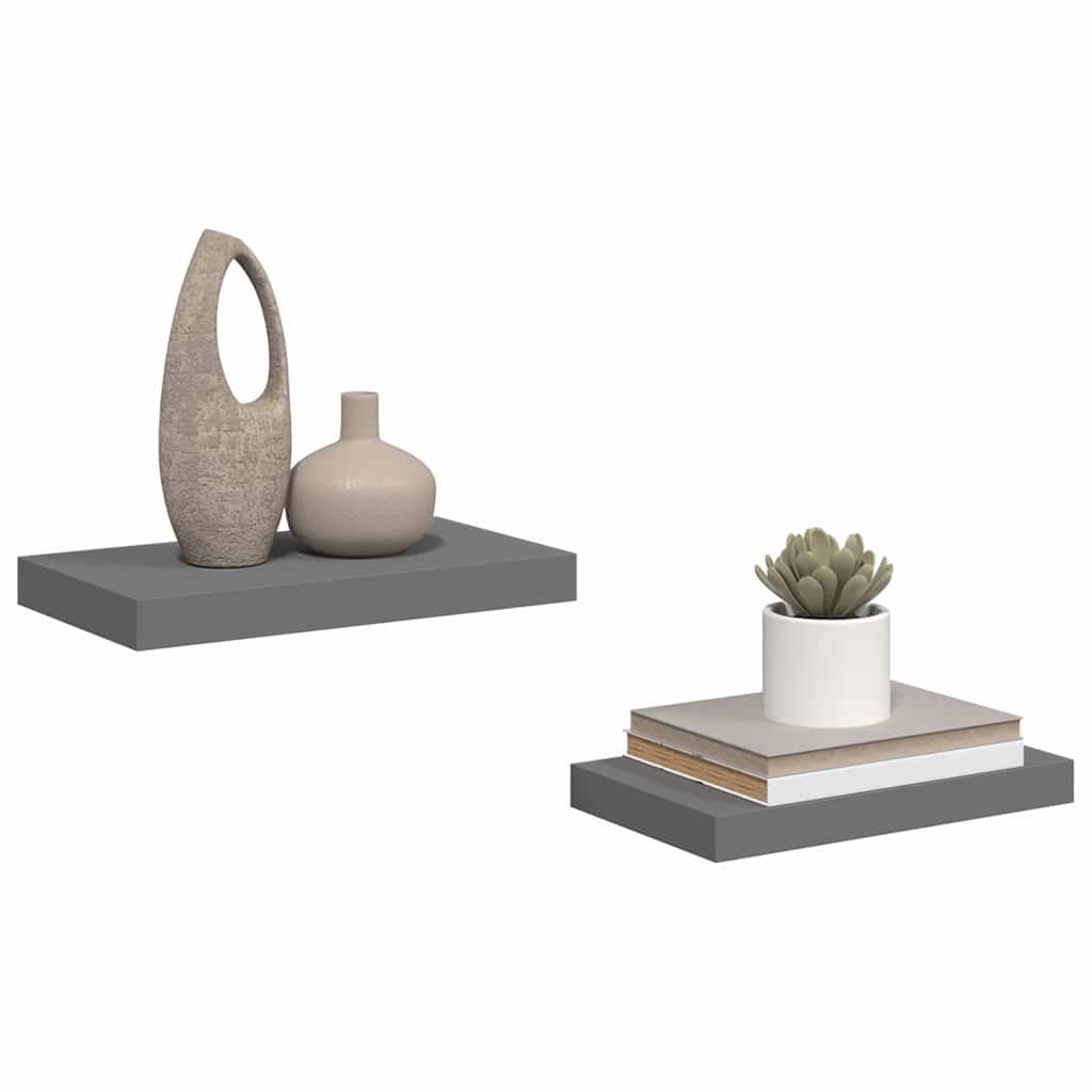 Prateleiras de parede suspensas 2 pcs 40x23,5x3,8cm MDF cinza
