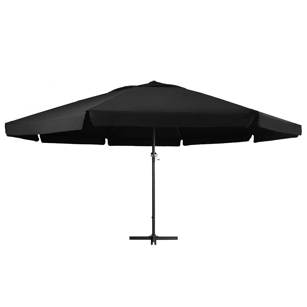 Guarda-sol de jardim com poste de alumínio 600 cm preto