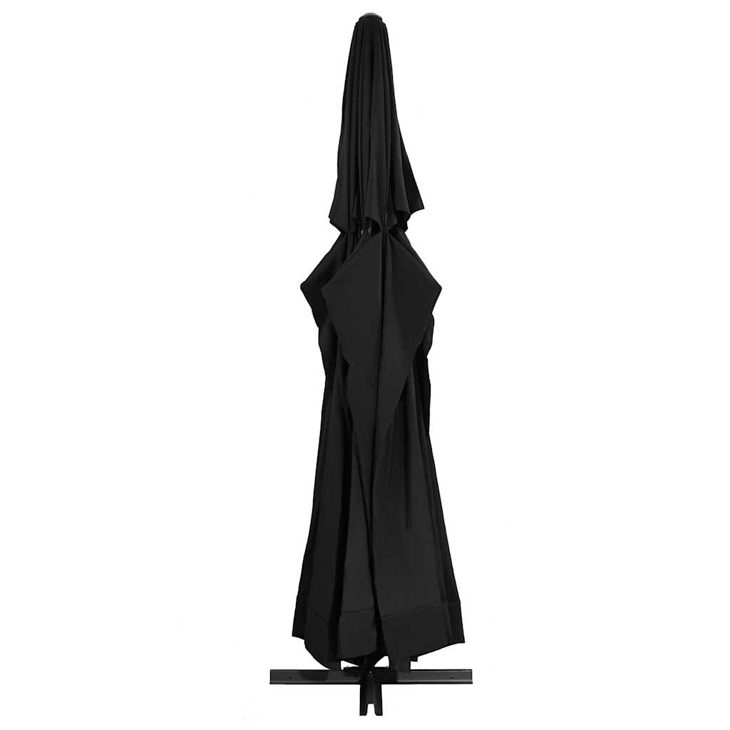 Guarda-sol de jardim com poste de alumínio 600 cm preto