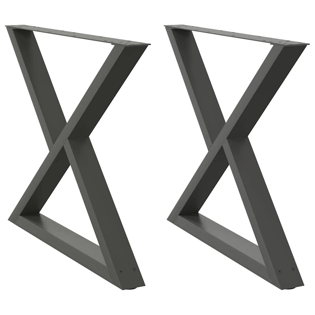 Pés para mesa de jantar 2 peças antracite 90x(72-73,3) cm aço
