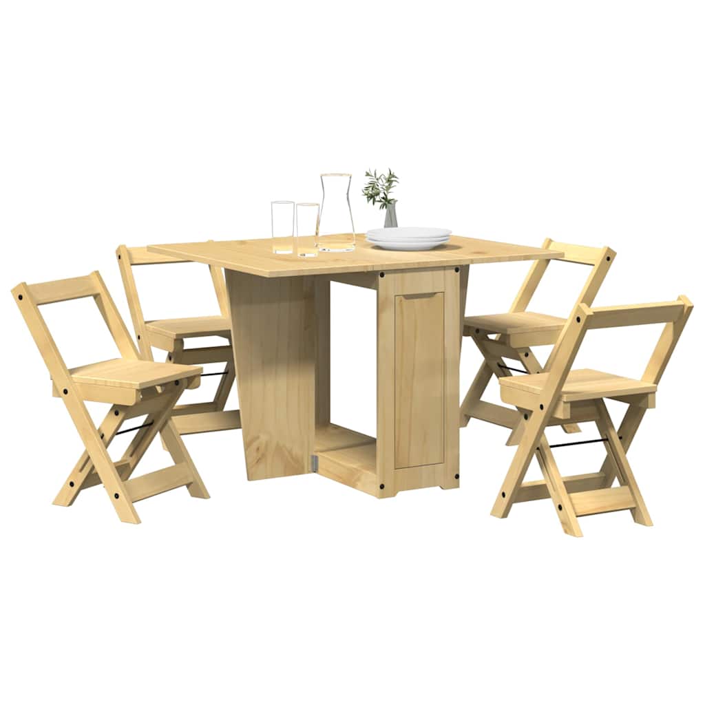 5 Pcs conj. jantar dobrável corona madeira pinho castanho-mel