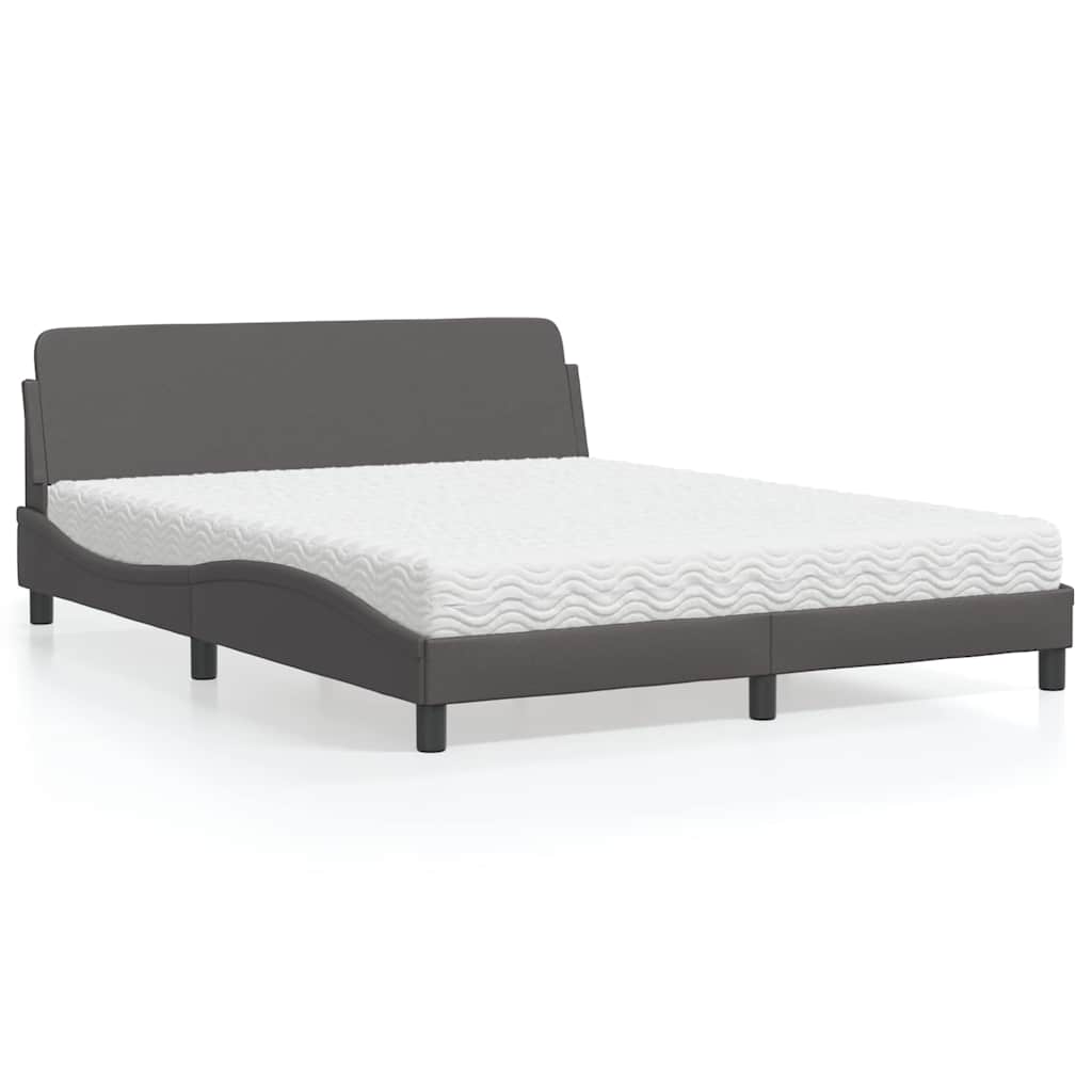 Cama com colchão dover 160x200 cm couro artificial cinzento