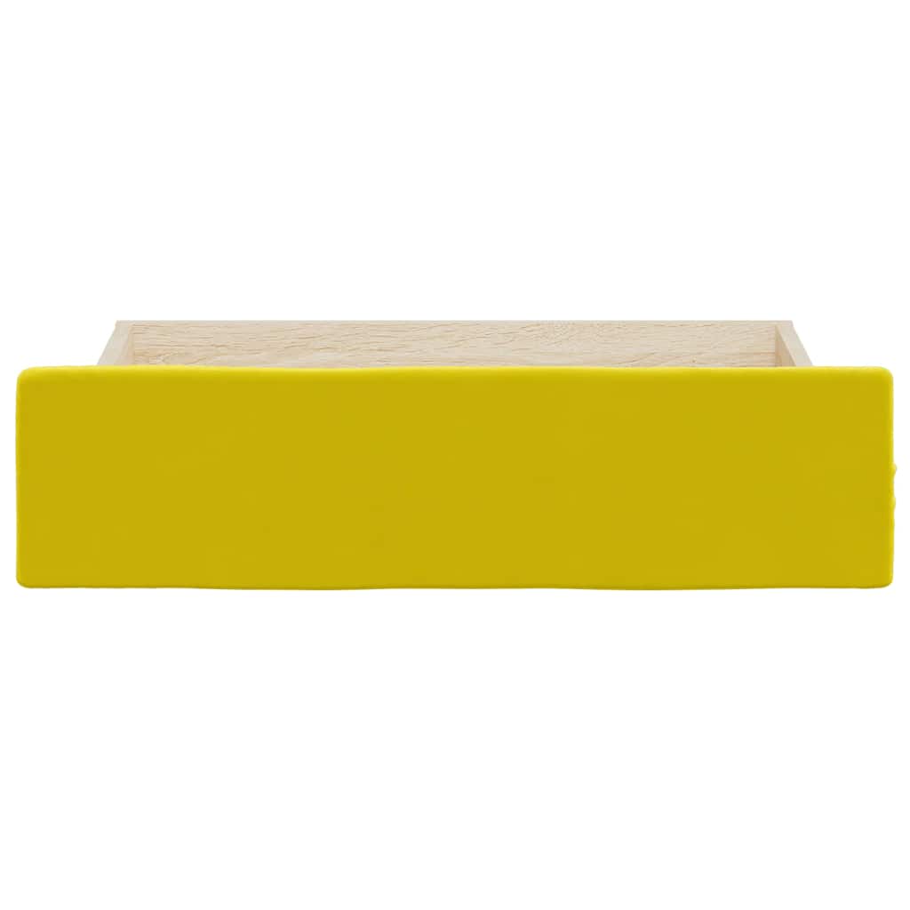 Gavetas de cama 2 pcs derivados de madeira e veludo amarelo