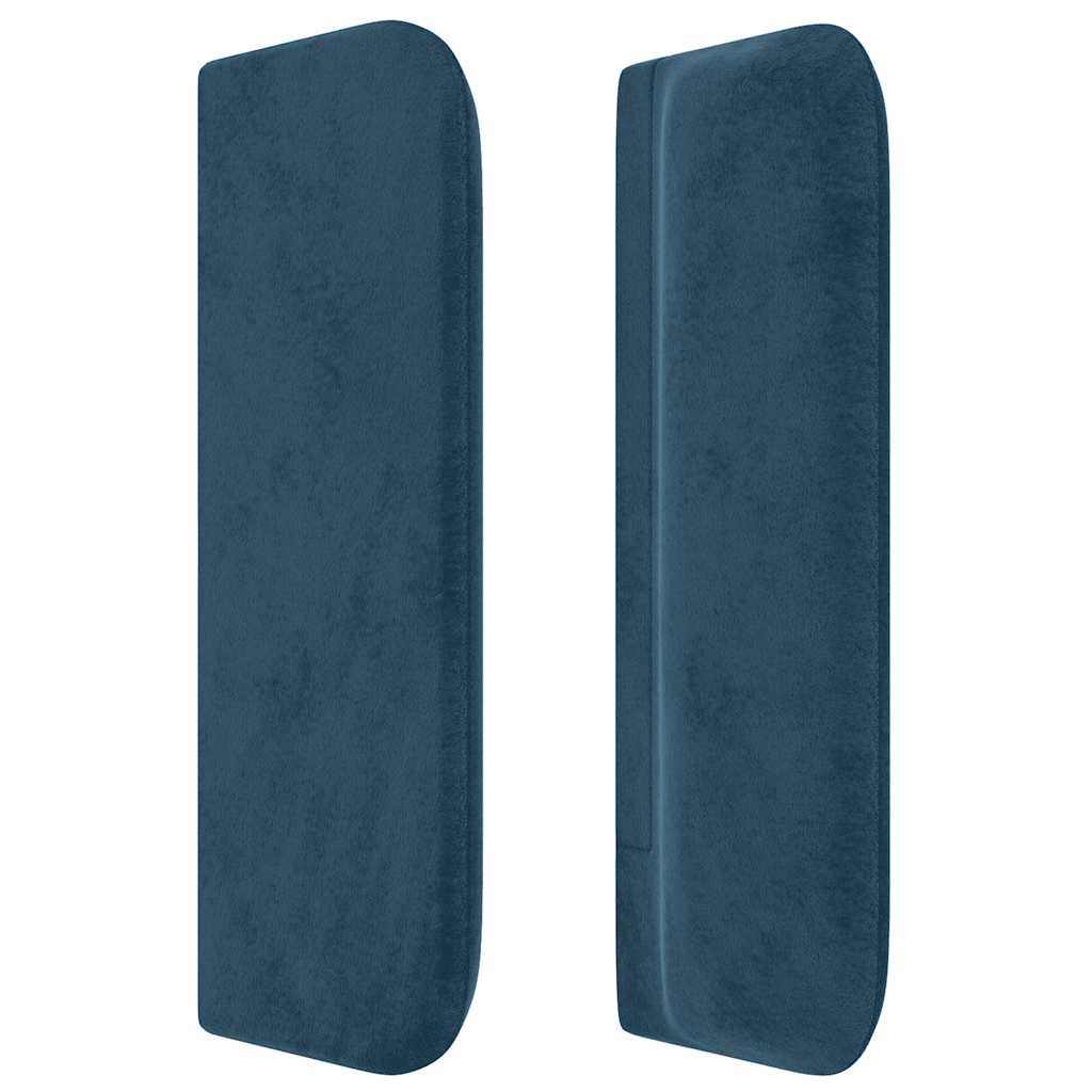 Cabeceira de cama c/ abas veludo 103x16x78/88cm azul-escuro