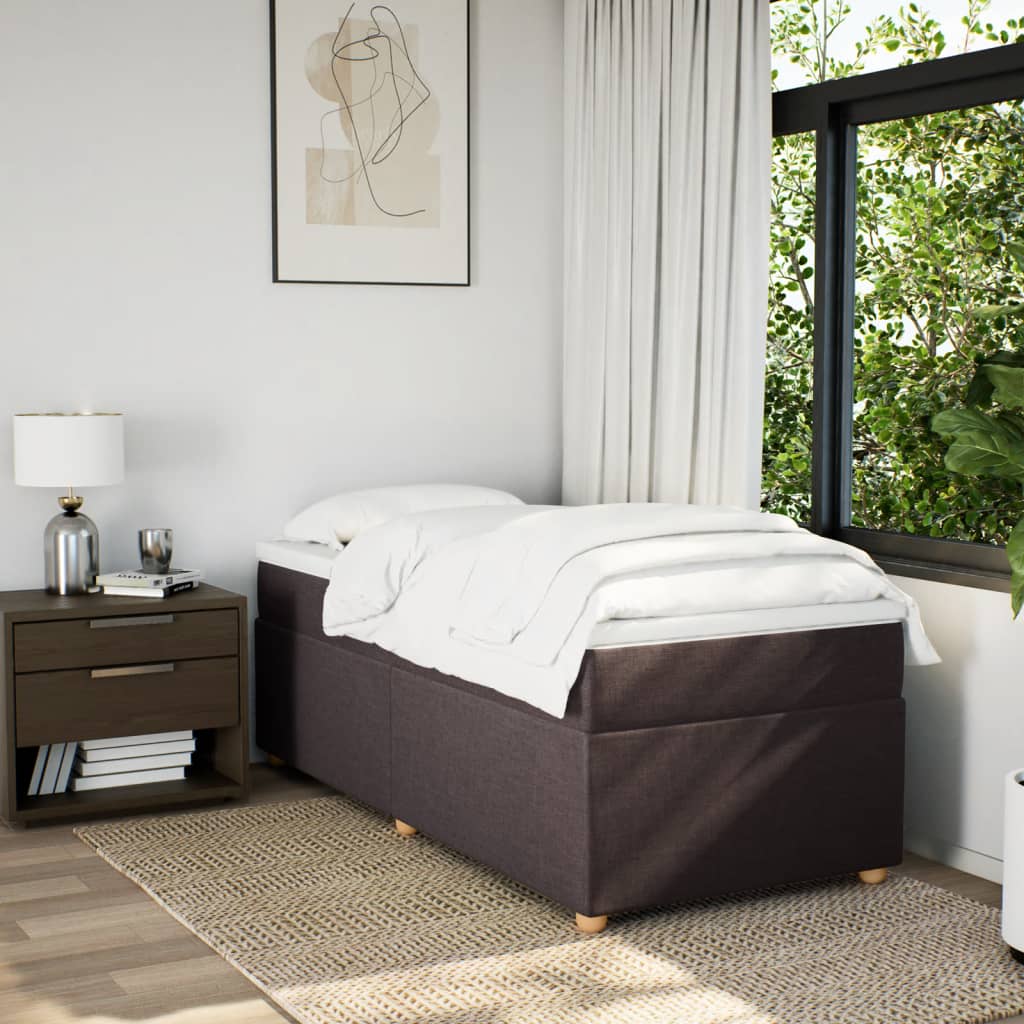 Cama com molas/colchão 90x190 cm tecido castanho-escuro